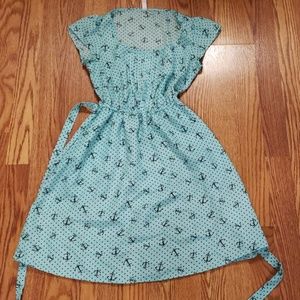Lightweight mint and navy polka dot and anchor
